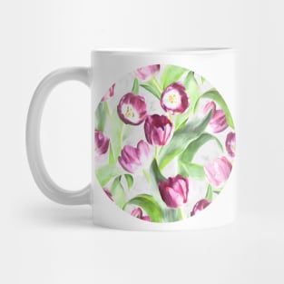 Deep Magenta Tulips on Creamy Peach Mug